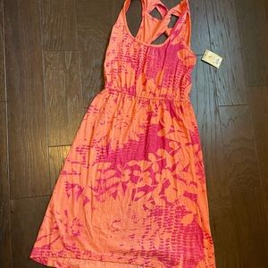 Orange tropical print dress NWT